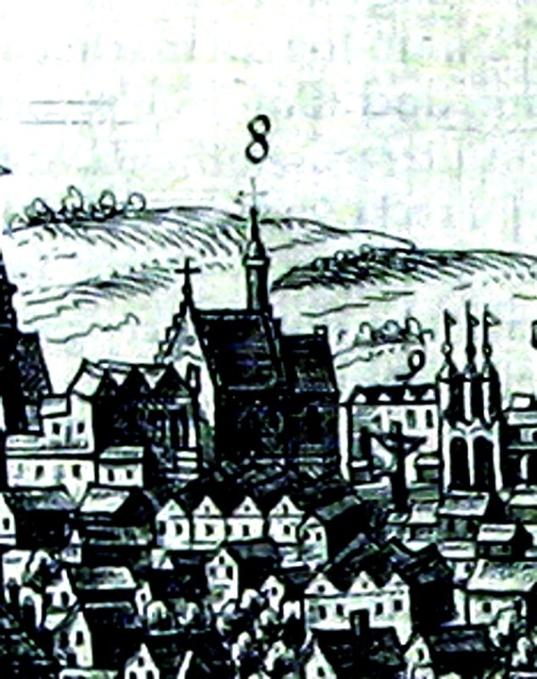 Kościół Św. Ducha w Lublinie - fragment Widoku Lublina Hogenberga i Brauna